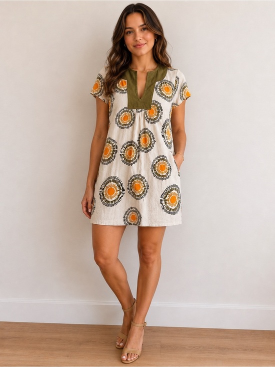 Trina Turk Dresses & Skirts - Trina Turk Silk Blend Shift Dress Size 0 Retro Sunburst Print Mod Mini Dress